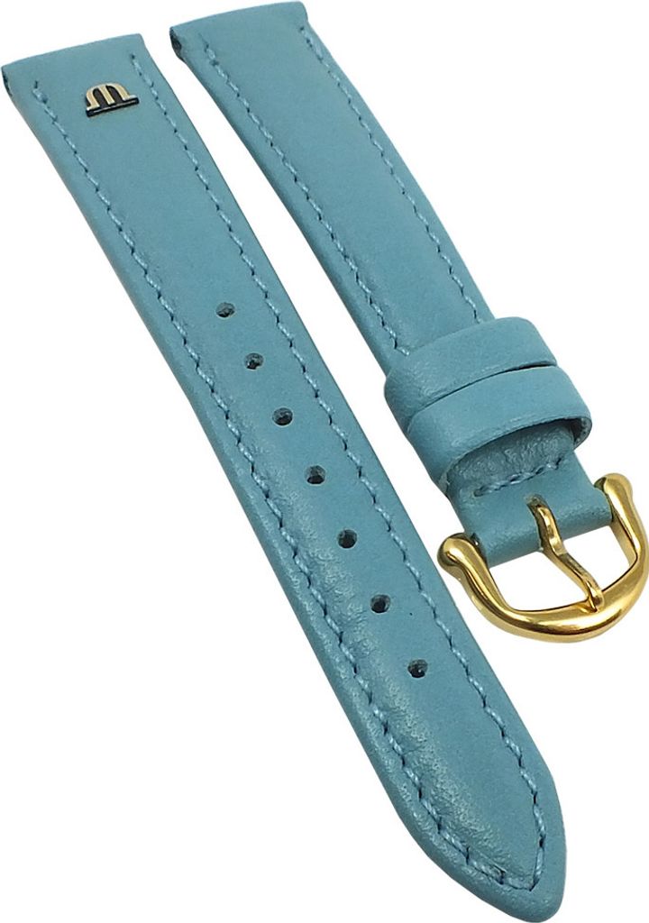 Maurice Lacroix Soft-Kalb Uhrenarmband 15mm blau Leder rembordiert, Stegbreite:15mm, Schließe:Silbern