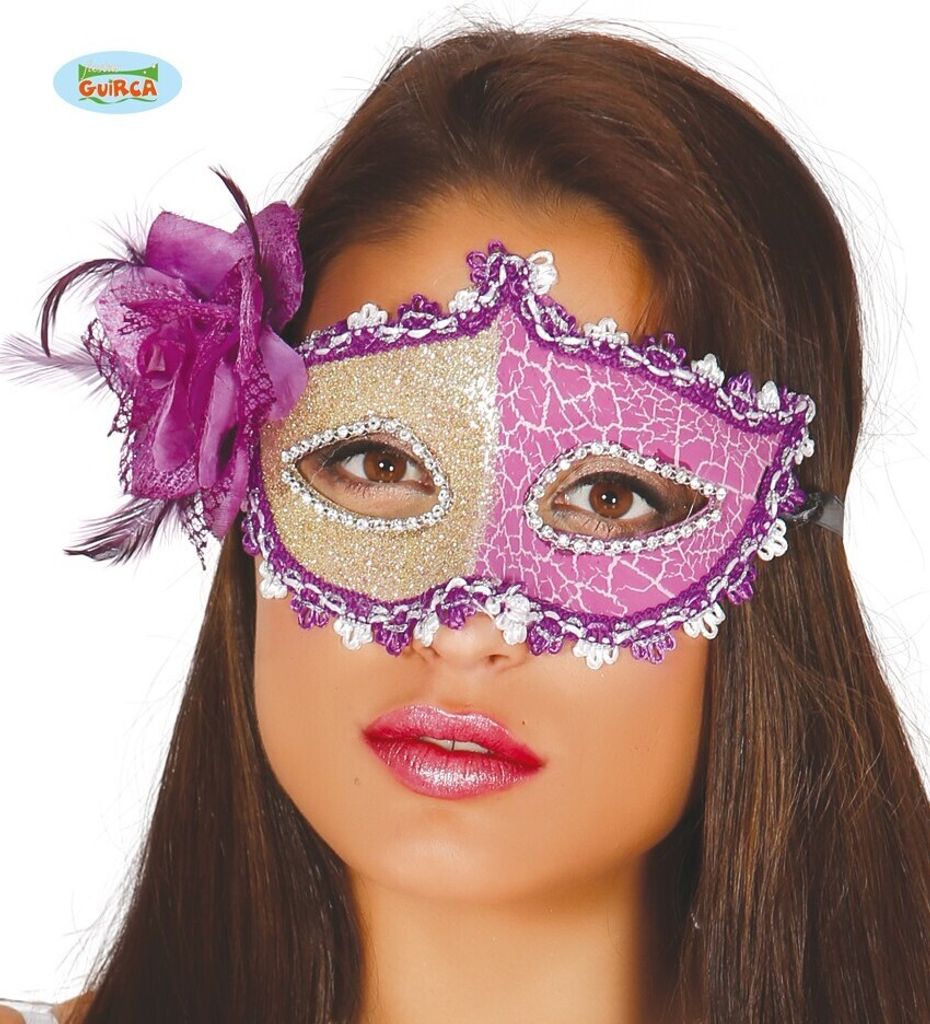 verführerische lila Maske mit Blume für Damen Produktbild 