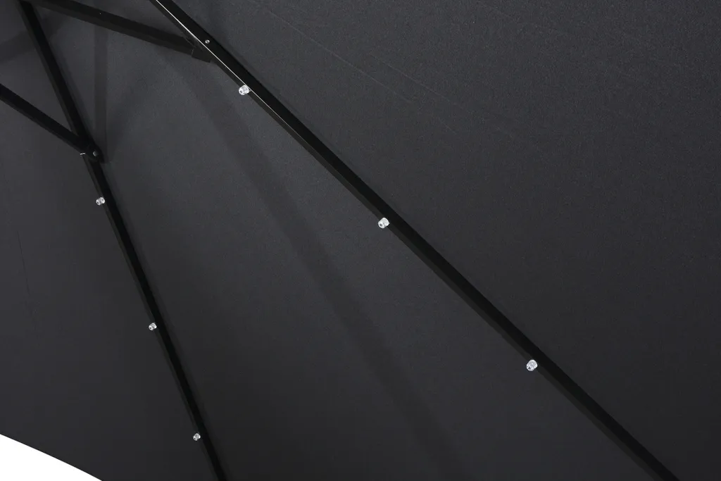 Parasol inclinable Ø3m LED solaires Rices manivelle haute qualité Noir - 4