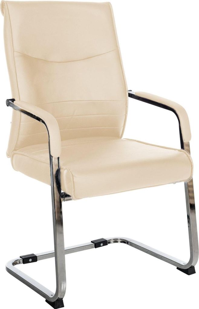 Besucherstuhl – Gastgeberstuhl – Hoher Sitzkomfort, ergonomisches Design, Kunstleder/Stoff-Option | Farbe: Creme | Material: Kunstleder