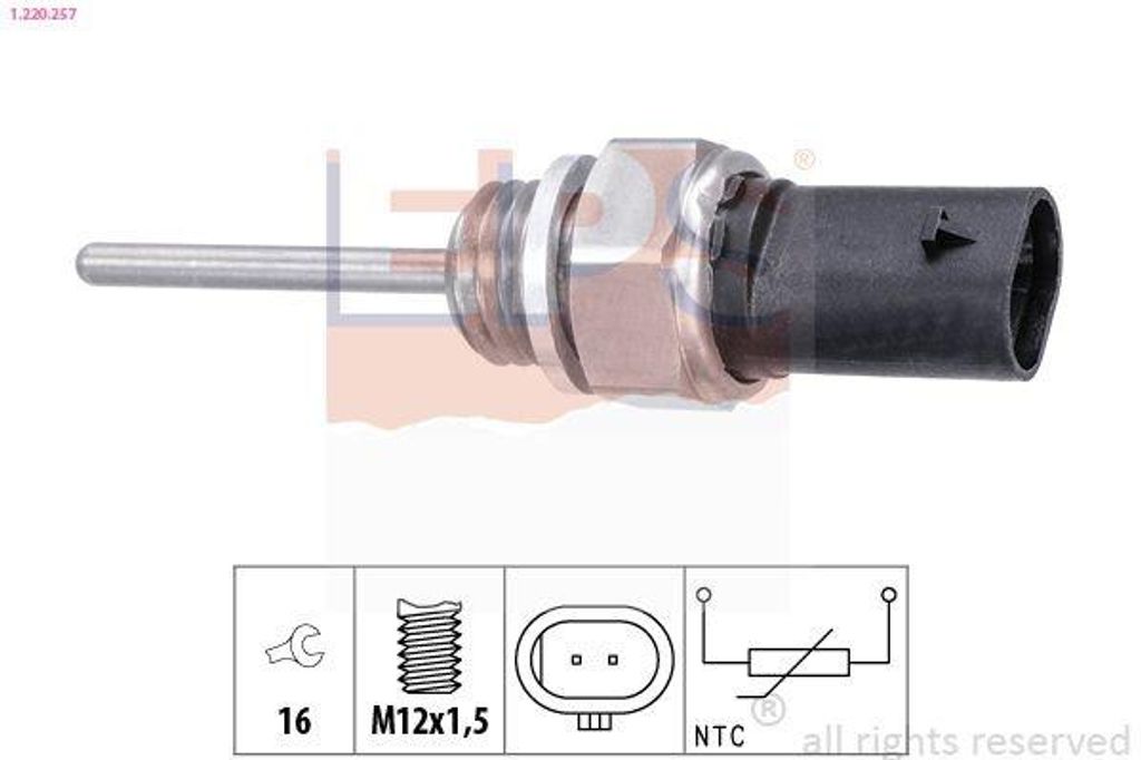 EPS 1.220.257 Abgastemperatursensor für VW Golf VII Schrägheck (5G1, BQ1, BE1, BE2) M12x1,5