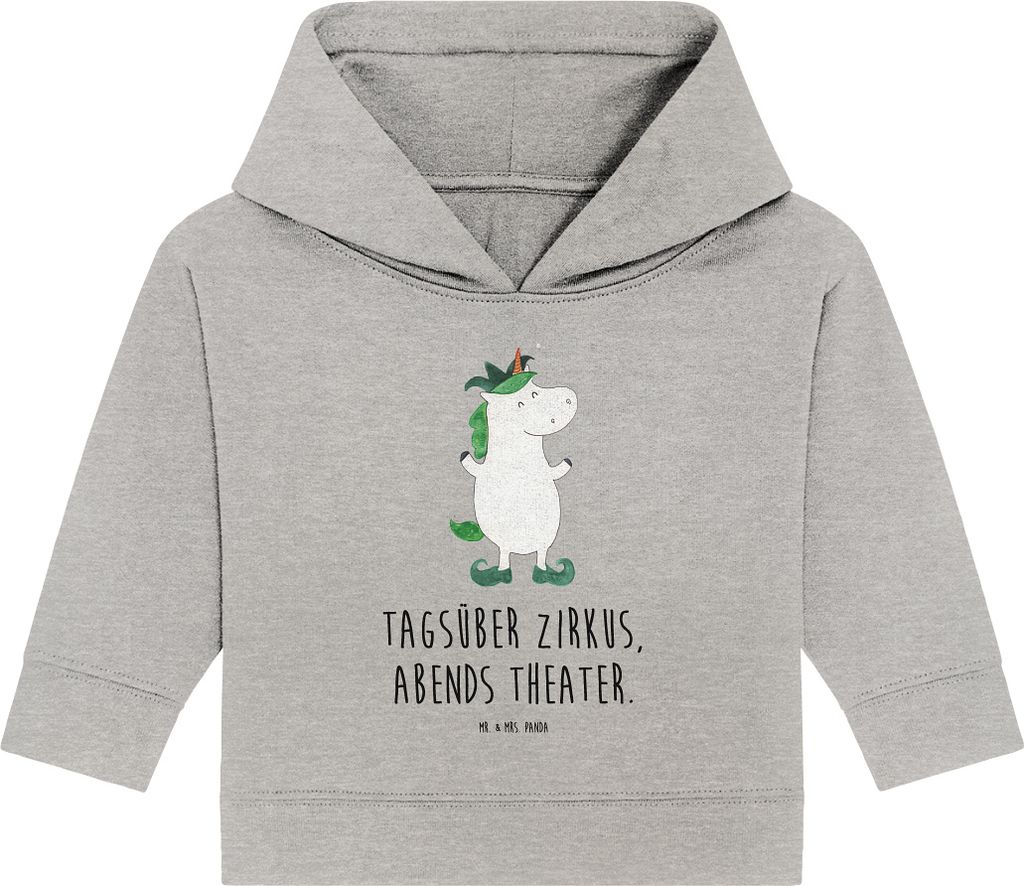 Mr. & Mrs. Panda Organic Baby Hoodie Einhorn Joker 12. - 18. Monat - Heather Grey - Geschenk, Hofnarr, Unicorn, Kasper, Mittelalter, Kapuzensweatsh...