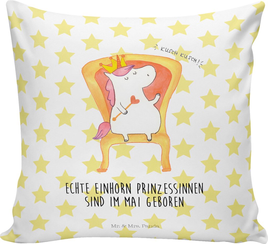 Mr. & Mrs. Panda Zierkissen Mai - Weiß - Geschenk, Kissen 40x40, Sofakissen, Deko, Geburtstagsgeschenk, Prinzessin, Polster, Einhorn, Unicorn, Geb...