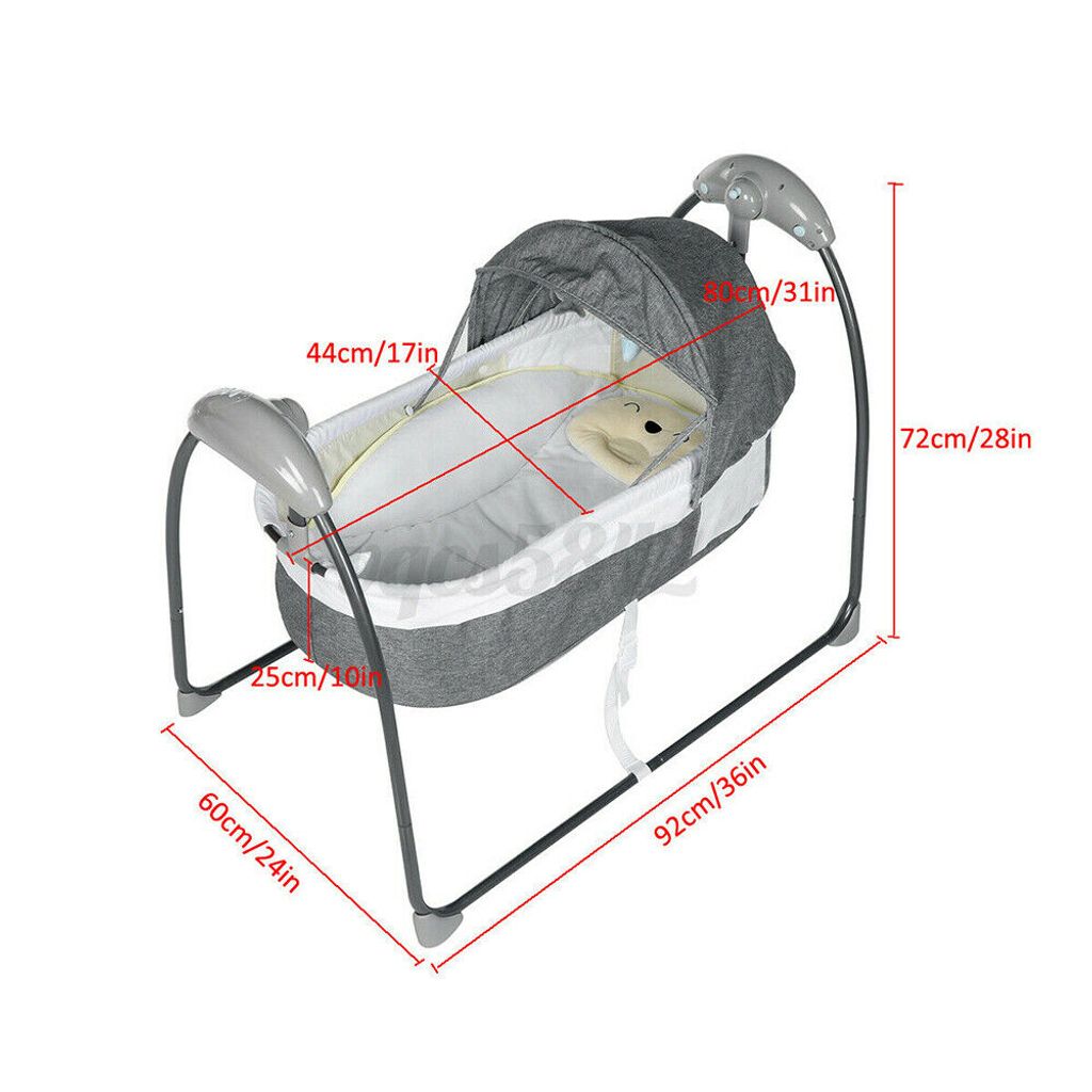 Elektrisch Baby Wiege Bett Babywippe Vibration Melodie Fernsteuerung Wippen DHL 