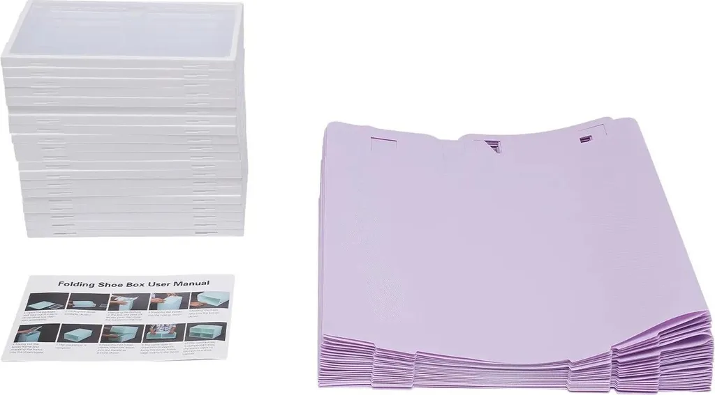 Organisateurs de chaussures pliables et réutilisables - Set de 20 boîtes violettes - 7