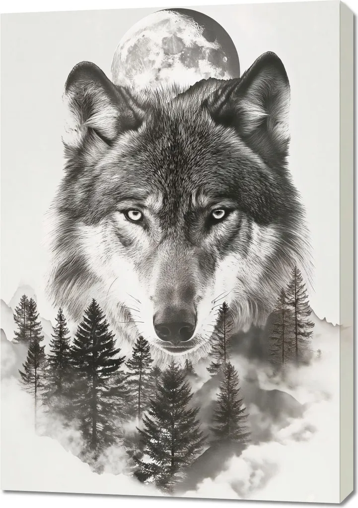 Quadro Lupo 70x100 cm per Amanti Natura - Decorazione Bosco Wild