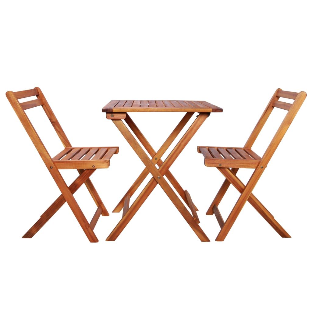 vidaXL Set bistrot 3 pezzi pieghevole in legno massiccio di Immagine del prodotto 