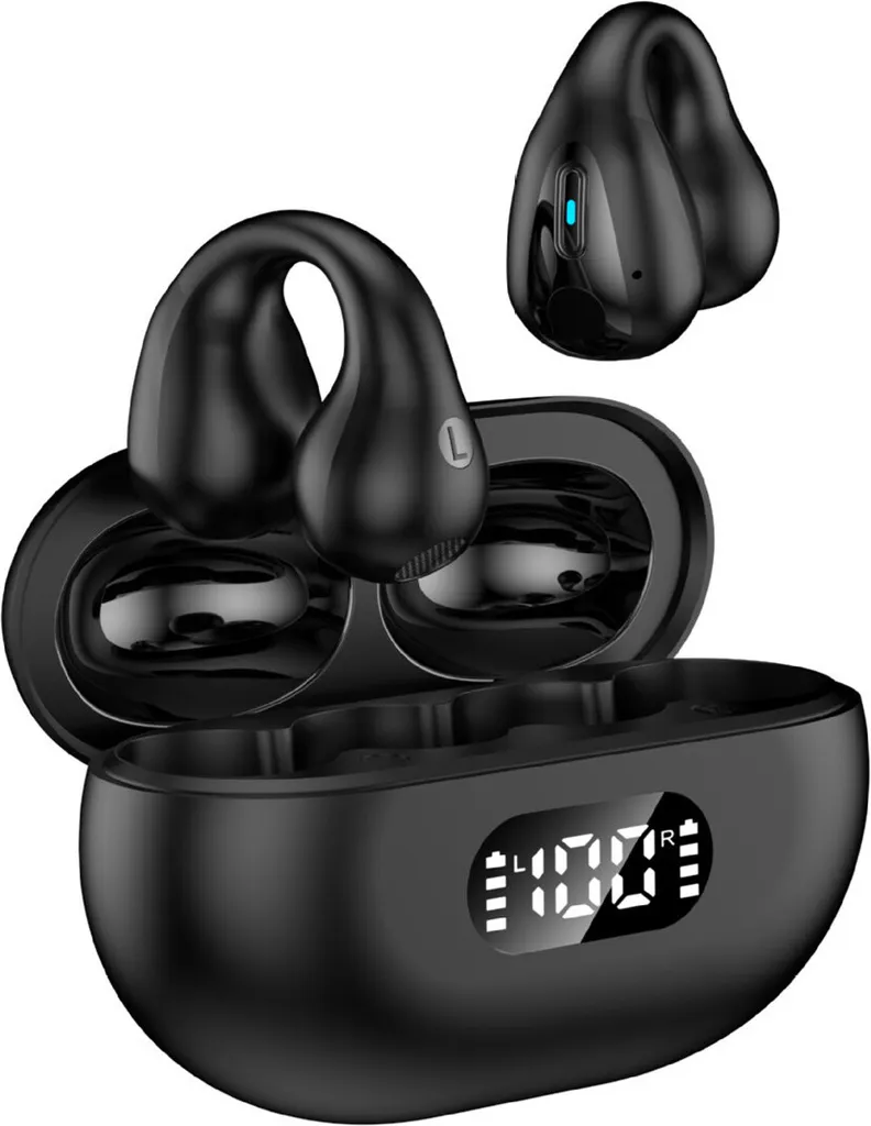 INF Cuffie wireless ad orecchio aperto Bluetooth 5.2 Nero