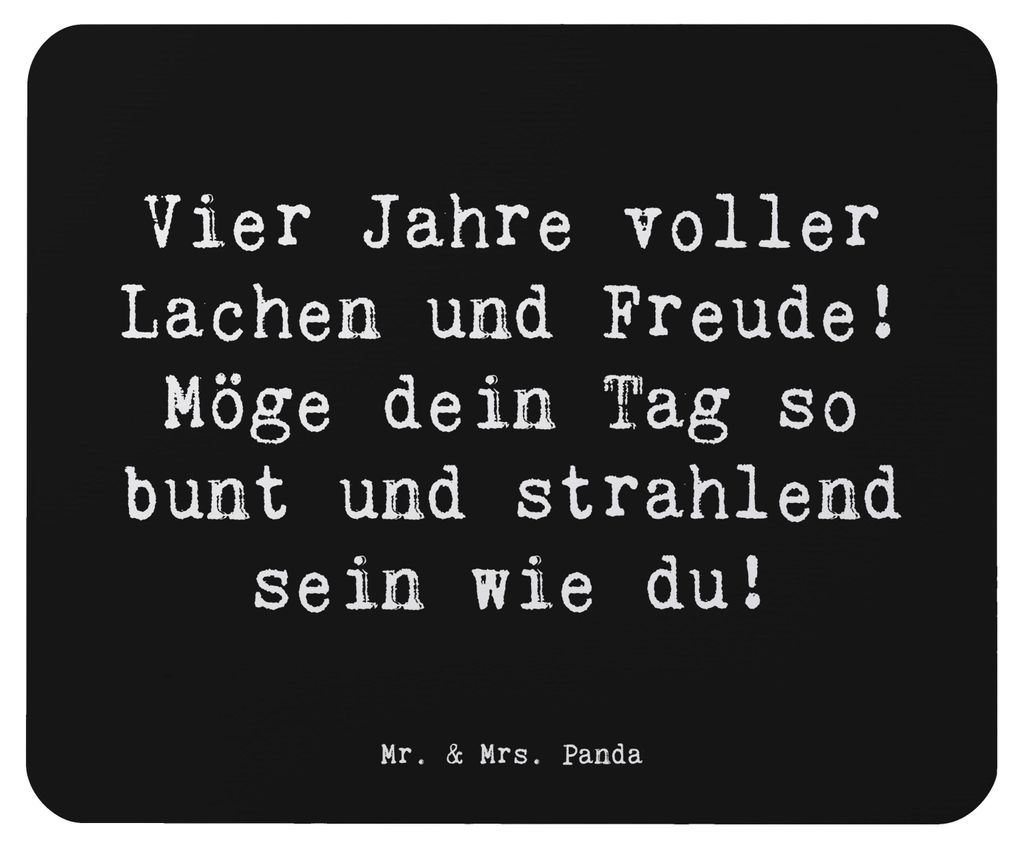 Mr. & Mrs. Panda Mouse Pad Spruch 4. Geburtstag Freude - Schwarz - Geschenk, pc mauspad, Glückwunsch, Happy Birthday, Alter, mousepad, vierter, Ge...