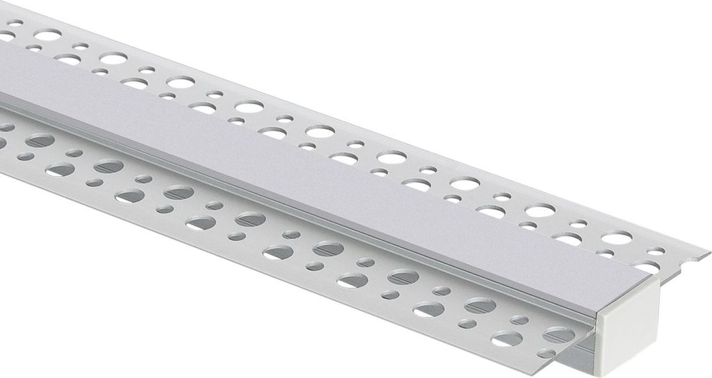 Aluminiumprofil Gipseinbau für LED Streifen bis 20mm Aluminium 2 m Weiß transluzent