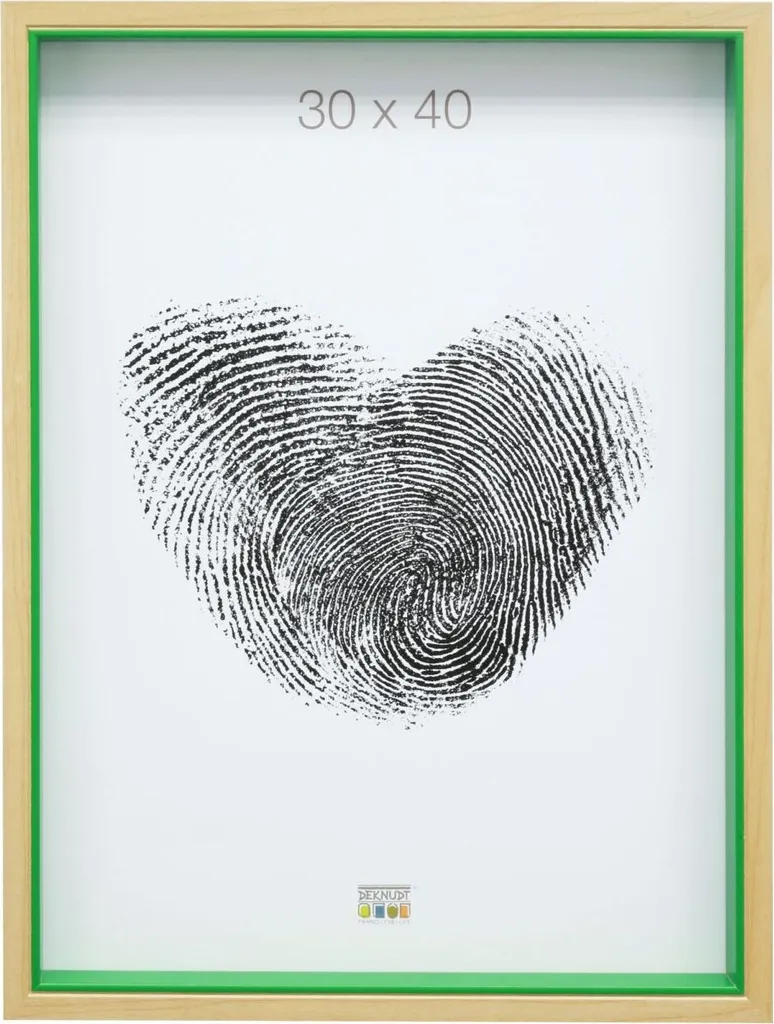 Cadre photo en bois vert 30x40 cm S40BH - Décoration murale artisanale