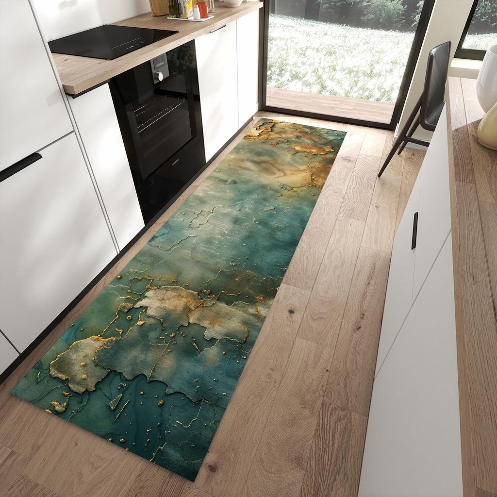 Küchenteppich 80x280cm rutschfest & abwischbar PVC Läufer - Gealterte Wand