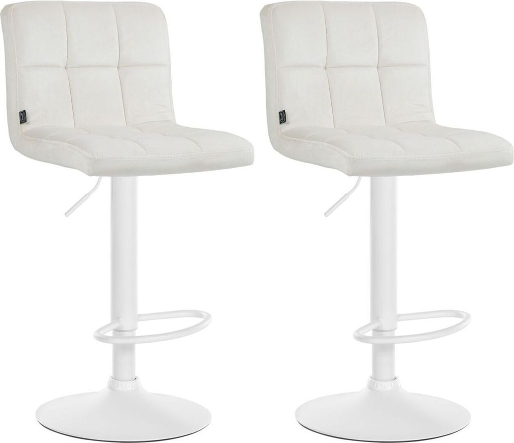2er Set Barhocker Peru Samt weiß creme