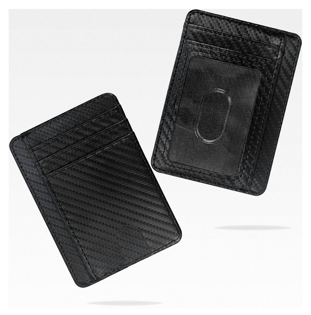 Schlanke Mini-Geldbörse für Damen, kleines Leder-Kreditkartenetui mit RFID-Schutz (Schwarz)