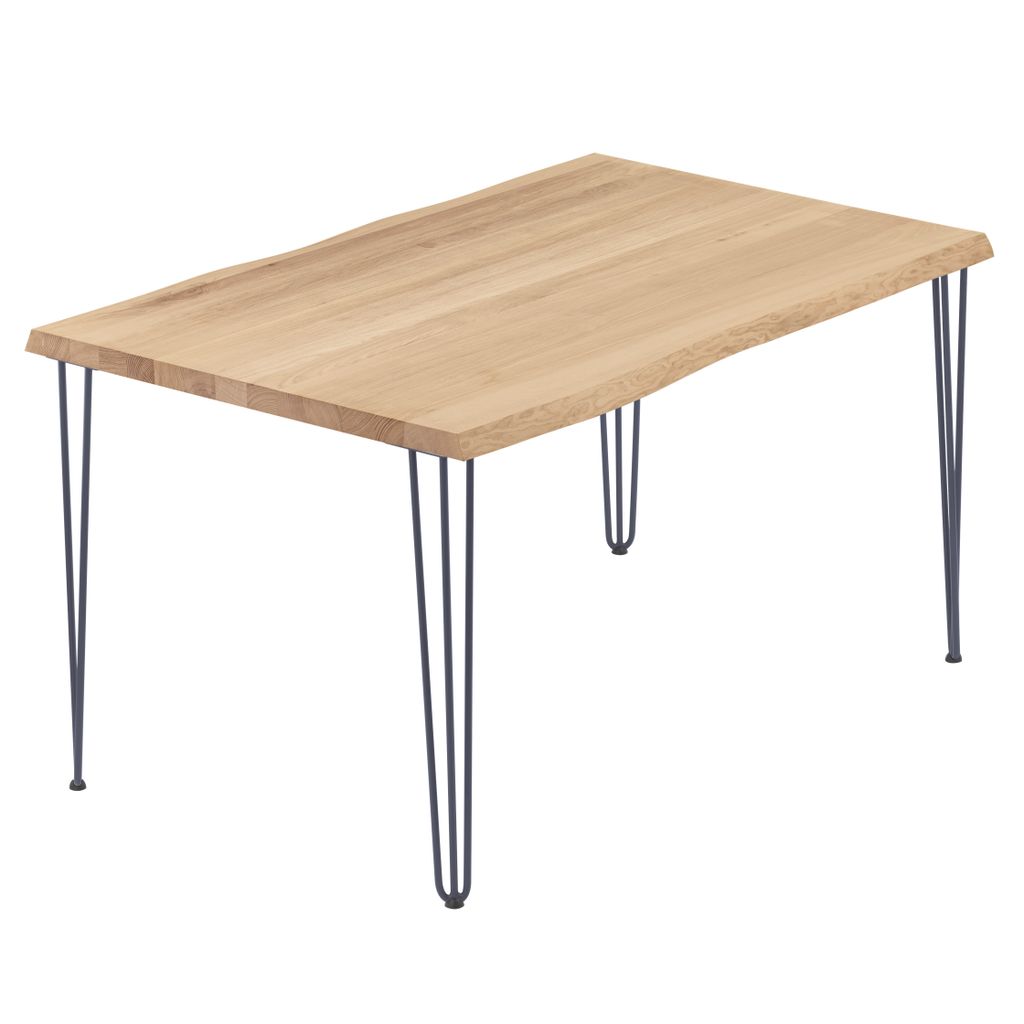 LAMO Manufaktur Esstisch Küchentisch Schreibtisch Couchtisch aus Massivholz, mit Baumkante 120x80x76 cm (AxBxH), Creative, Natur / Anthrazit, LEB-...