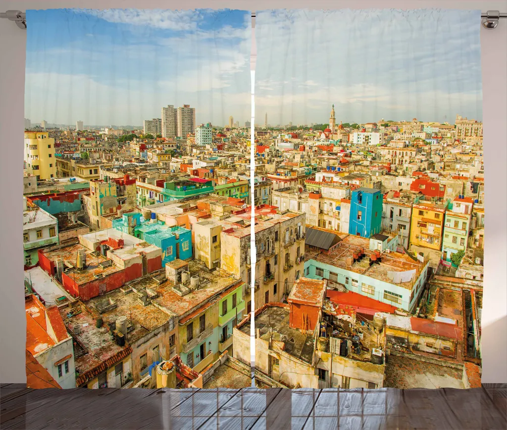 ABAKUHAUS Rideau à fronces 280x225 cm Havana Maisons de ville Voyage