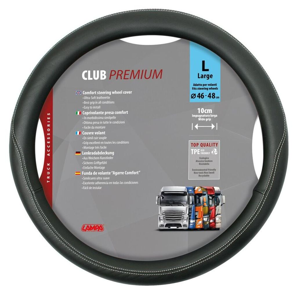 LAMPA 98847 Club Lenkradbezug TPE Ø46-48cm Schwarz Produktbild 