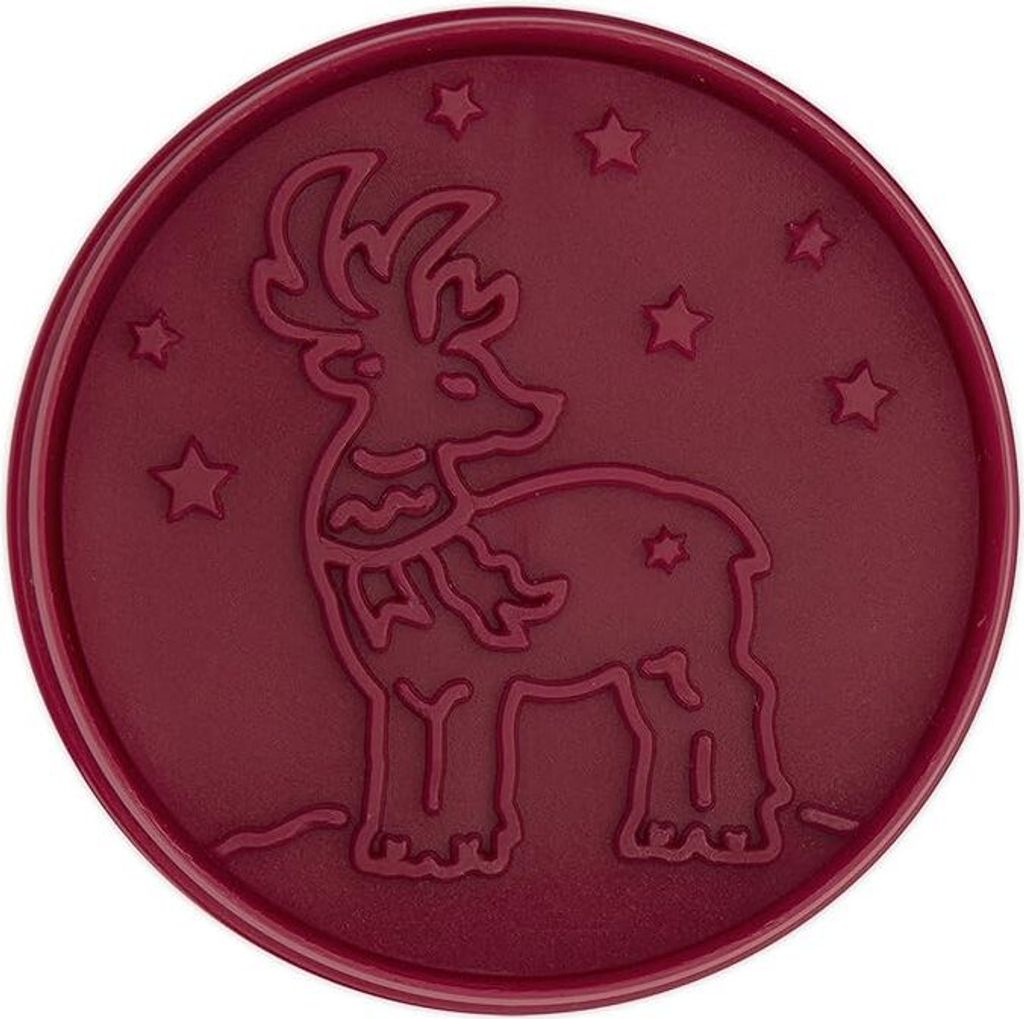 Städter Präge-Ausstecher Hirsch mit Auswerfer, Ausstechform, Plätzchenform, Keks, Plätzchen, PP-Kunststoff , Bordeaux, 7 cm, 170025