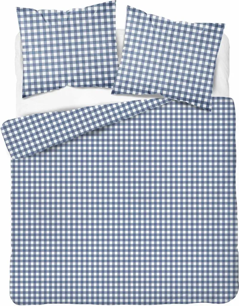 Lenzuola Raso Blu a Quadri 220x200 Detexpol Home Satin 4773 B