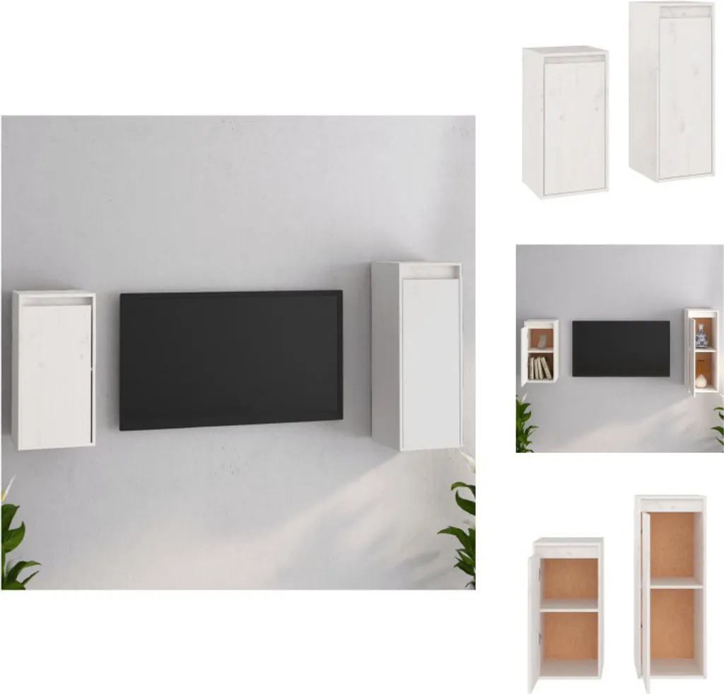 Mobili TV Bianco Pino Massello vidaXL | Design Scandinavo Modulare