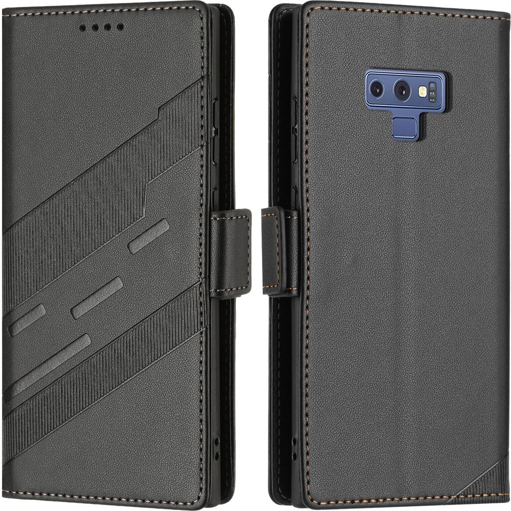 Hülle für Samsung Galaxy Note 9, Kunstleder Brieftaschen Handyhülle mit Kartenfach und Standfunktion Schwarz