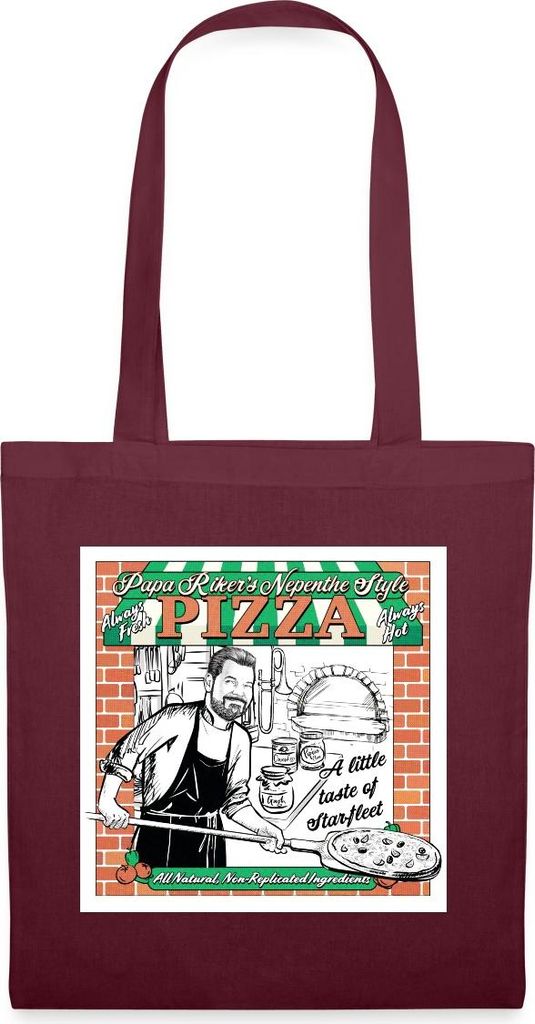Spreadshirt Star Trek Picard Rikers Pizza Stoffbeutel, One size, Burgunderrot
