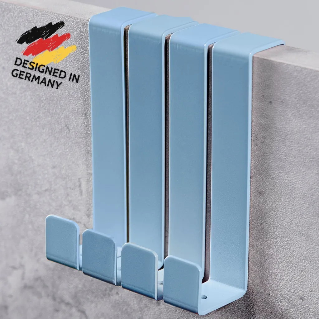 DEKAZIA 4 Ganci Porta Cameretta Bambini Blu - Appendiabiti Senza Fori