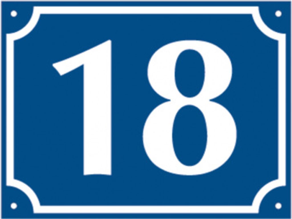 Dreifke Hausnummer, Aluminium geprägt, zweistellig (Nr. 10-99), blau/weiß, 1...