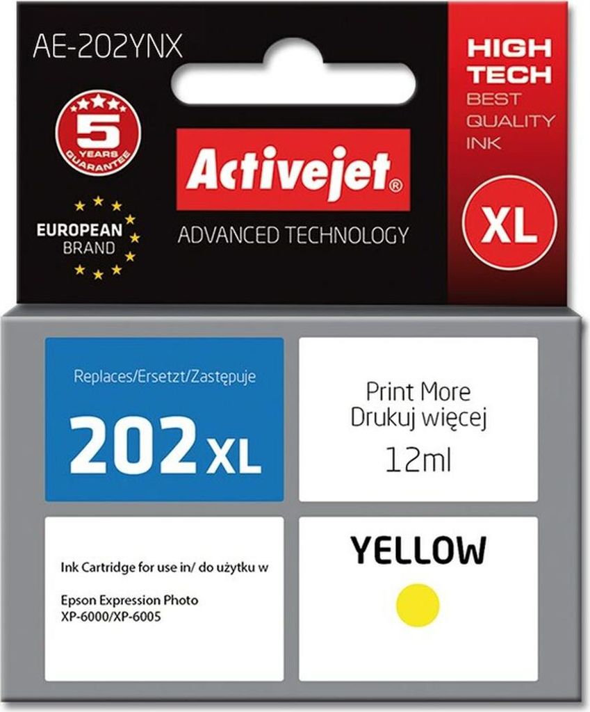 Activejet Żółty Tusz Zamiennik Epson 202XL (12 ml)