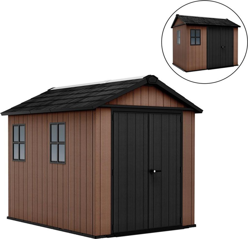 Curver Newton Plus breit 9 x 7,5 Kunststoff-Gartenhaus braun