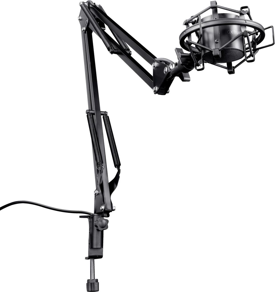 Trust Gaming GXT 253 Emita Mikrofon Arm, Mikrofonständer, Einstellbarer Tischarm, Integriertes 290 cm Kabel, Mic Stand, Elastische Halterung, Mikr...