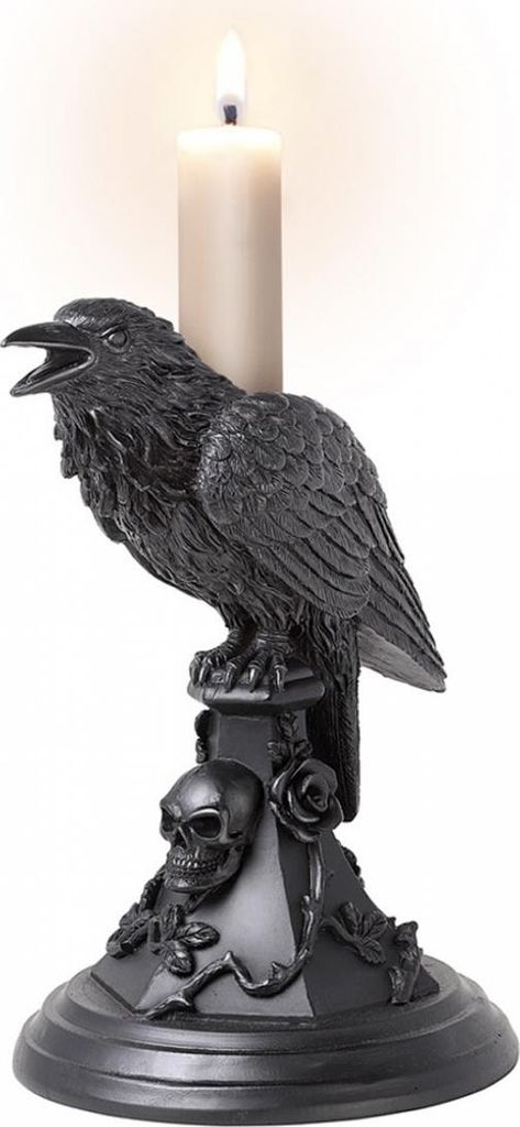 Gothic Krähe Kerzenständer Schwarz als Geschenkidee