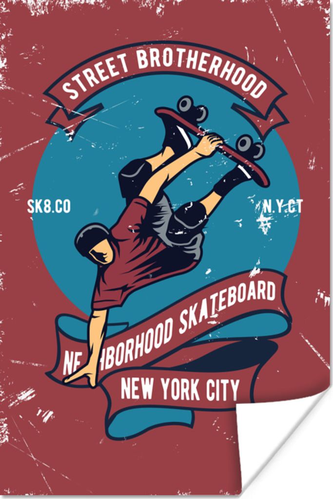 MuchoWow Poster Skateboard - Mann - Retro - Zitat 120x180 cm - Kunstposter