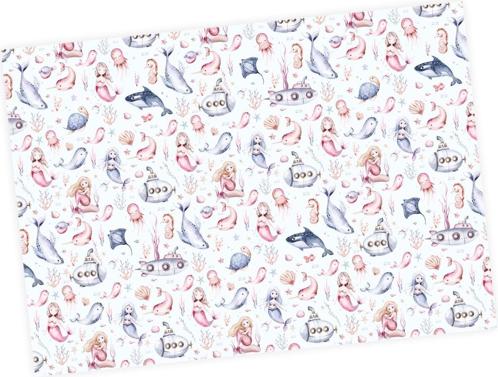 5 Bögen Geschenkpapier Meerjungfrau - 1,60€/qm- 84,1 x 59,4 Produktbild 