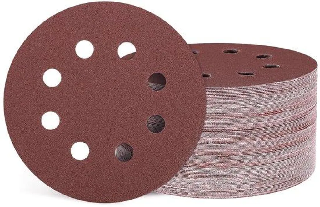 Disques abrasifs 125 mm à 8 trous : lot de 50 papiers de ponçage fin