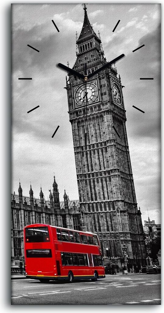 Dekor Leinwand Uhr Wandbilder 30x60 Gemälde London Auge Rote Busse Kunst - schwarze Hände