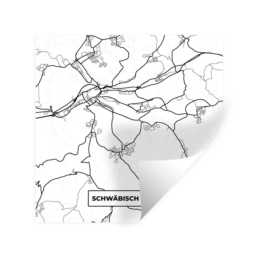 MuchoWow Wandtattoo Wandsticker Wandaufkleber Schwäbisch Gmünd - Stadtplan - Karte 30x30 cm Selbstklebend und Repositionierbar - Repositionierb...