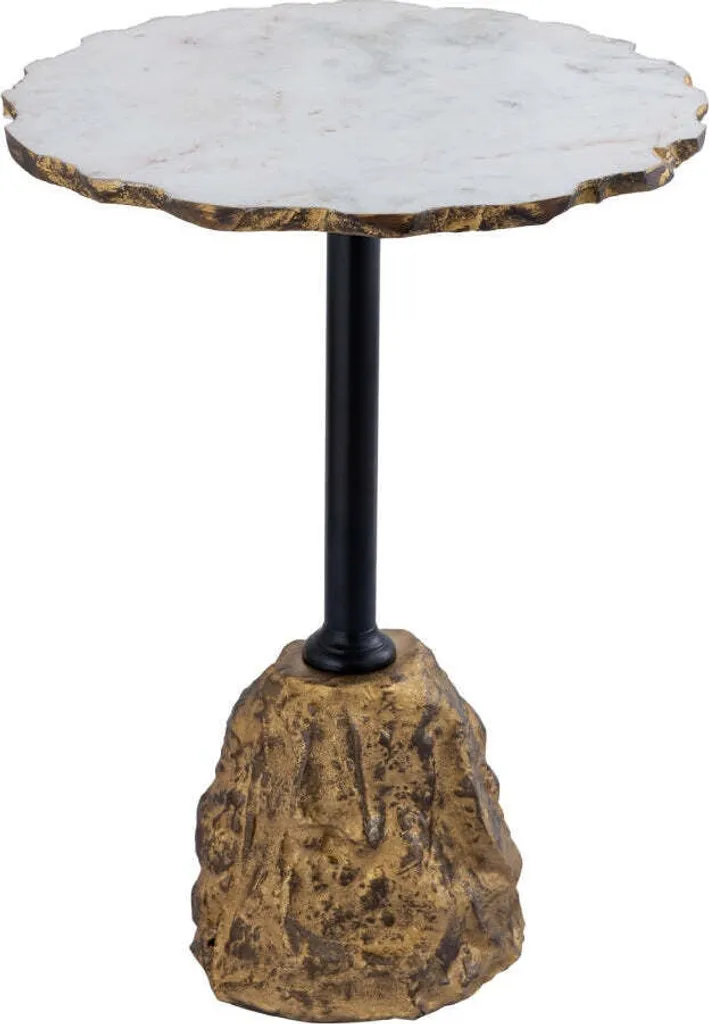 Bout de Canapé Marbre Blanc PTMD Alexa Ø40 cm pour Salon Moderne
