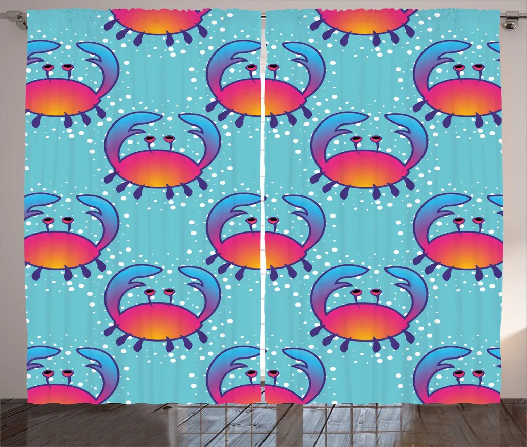 Rideau de Séjour Thème Mer, Habillage Fenêtre 280x225 cm Prêt à Poser