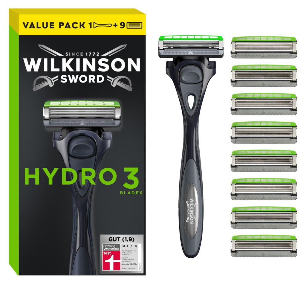 Rasoio Wilkinson Hydro3 con 9 testine di ricambio Immagine del prodotto 