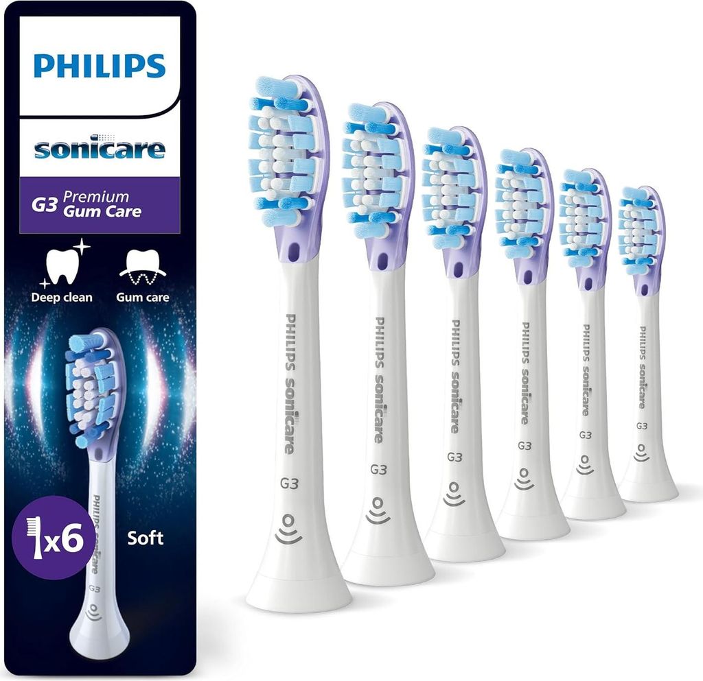 Philips Sonicare G3 Premium Gum Care, Original Ersatzbürstenköpfe, Weiß, 6er-Pack, HX9056/87
