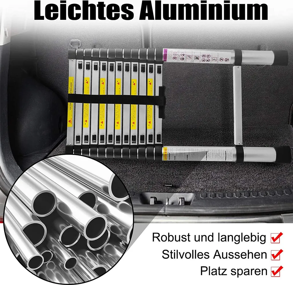 Échelle coulissante 2,6 m multi-usage, aluminium robuste 150 kg max