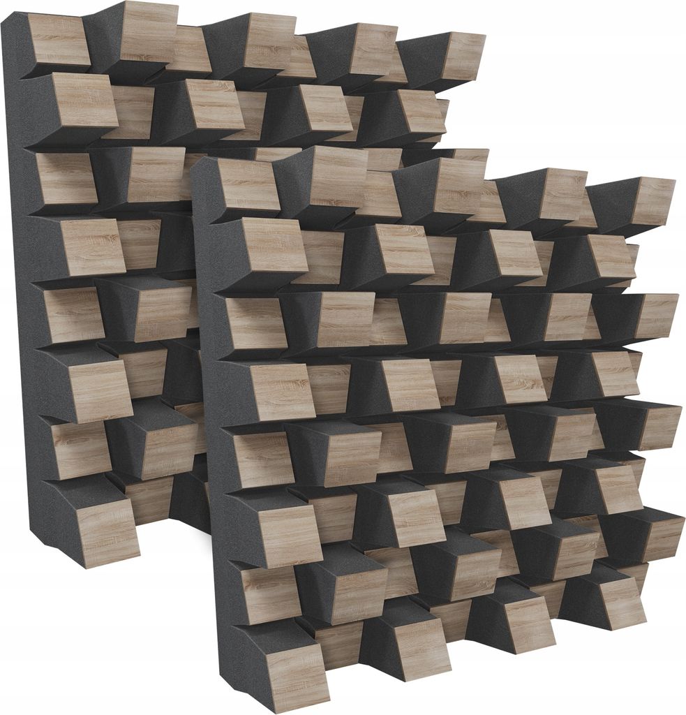 2 Stück Akustik-Studiodiffusor „Sirius“ | 2D QRD 50x50x15cm Produktbild 