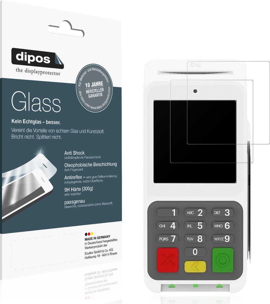2x Schutzfolie für Clover Compact matt - Anti-Shock 9H Folie dipos Glass Kunststoffglas