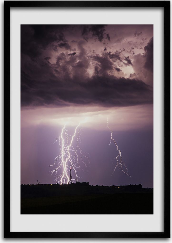 Bild - Bilderrahmen - 50 cm x 70 cm - MDF - Rahmen - Wandkunst Gewitter