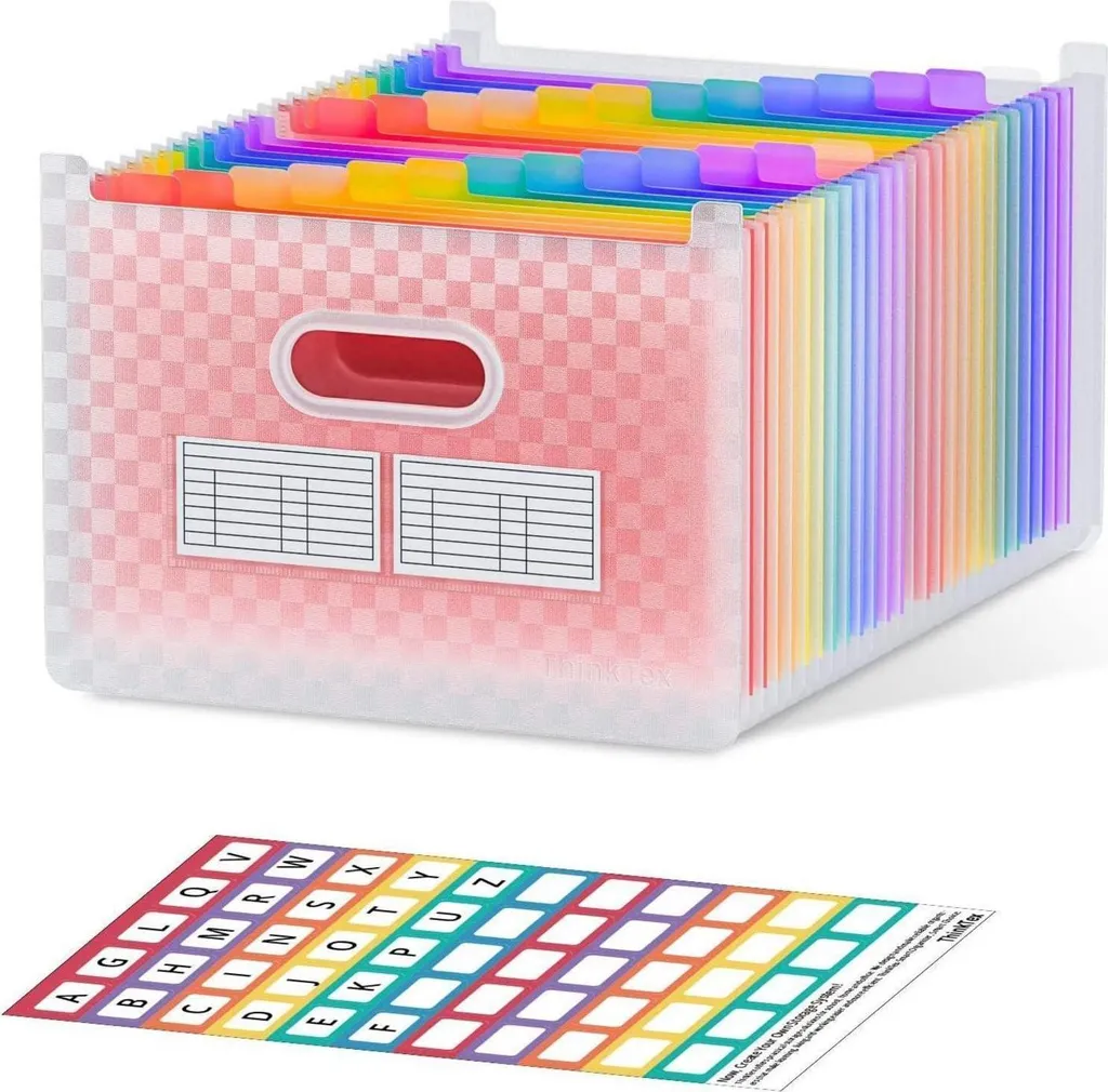 Classeur accordéon 26 compartiments A4 rose - Trieur plastique extensible