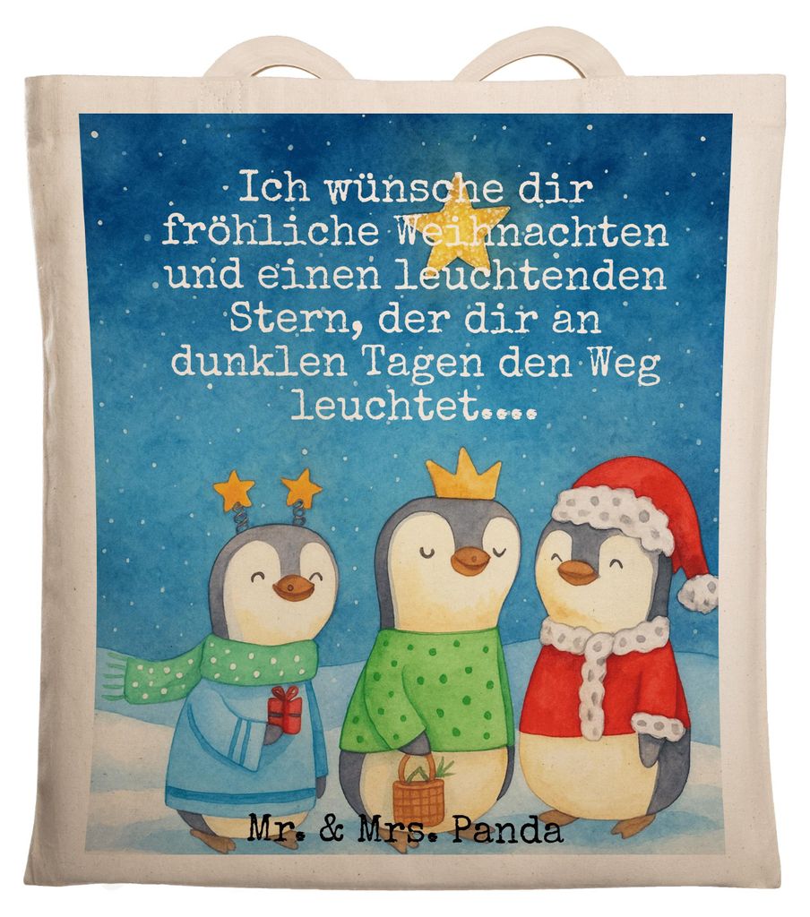 Mr. & Mrs. Panda Jutebeutel Winterzeit Heilige drei Könige Design - Weiß - Geschenk, Weihnachtstage, Weihnachtsmann, Winter, Einkaufstasche, Tote...