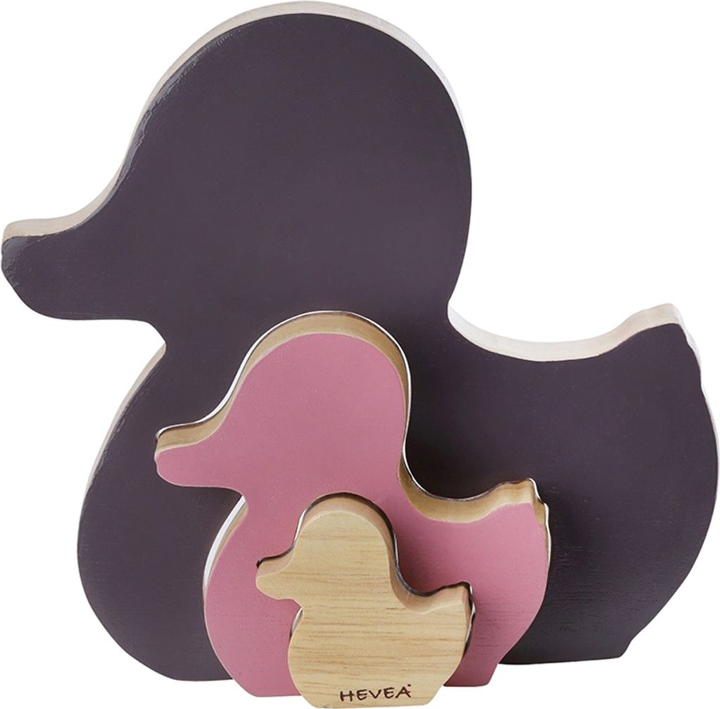 Hevea - Ente "Kawan" Steckspielzeug aus Holz (Fair Trade) Hevea - Steckspielzeug - Farbe: Amethyst