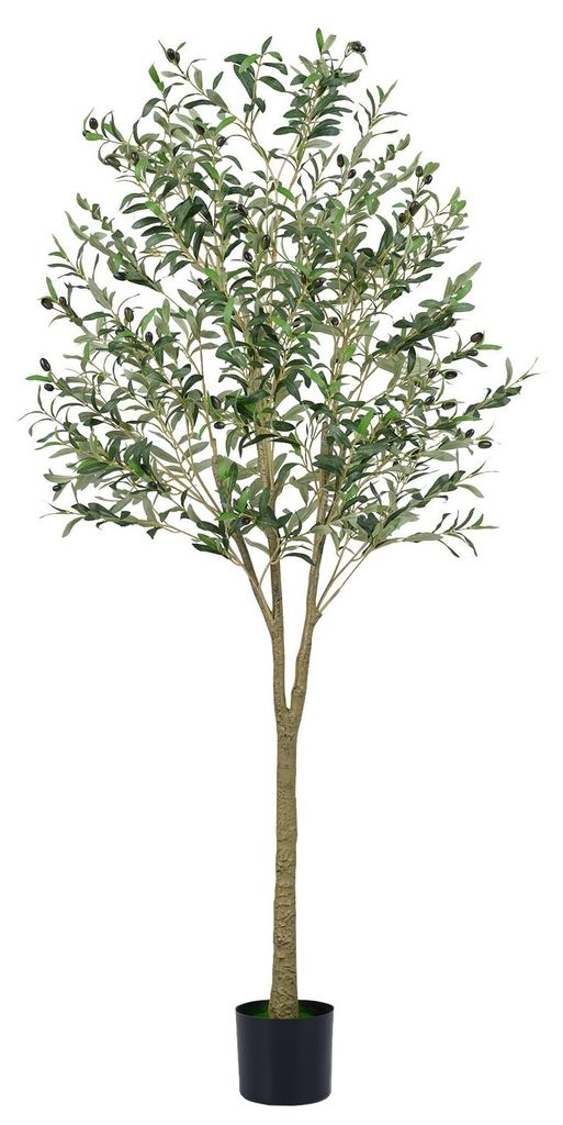 Künstlicher Olivenbaum, 180 cm, mit Topf, 1296 Blättern, 72 Oliven
