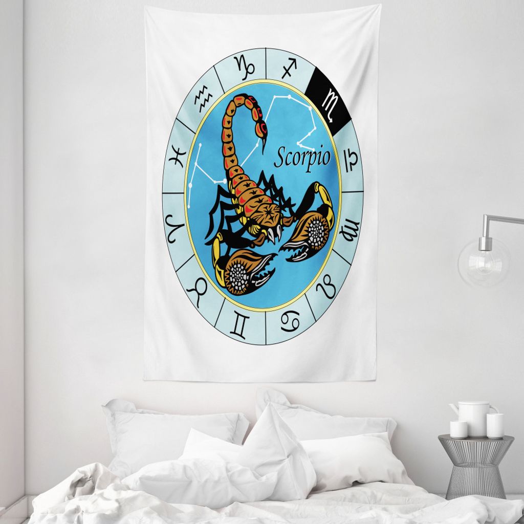ABAKUHAUS Sternzeichen Skorpion Wandteppich und Tagesdecke, Chart und Zeichen aus Weiches Mikrofaser Stoff Waschbar ohne Verblassen Digitaldruck, 1...